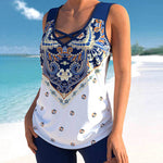 U Neck Sleveless Tankinis Plus Size Swimwear with Tummy Control Boyshorts