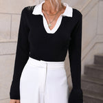 Nadorine Bell Sleeve Lapel Sweater