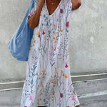 Nadorine Women's Baggy Floral Print Swing Midi Dress Short Sleeve Casual Beach Sundress