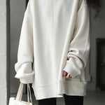 Casual Loose Solid Color Round-Neck Sweatshirt Top