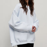 Solid Color Loose Sweatshirt Street Style Oversize Polar Fleece Pullover
