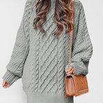 Nadorine Women's Crewneck Long Sleeve Loose Oversized Cable Knit Chunky Pullover Short Sweater Dresses