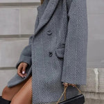 Fashion Stripe Print Lapel Pocket Coat