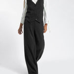 Nadorine Casual Two-piece Set Solid Color Vest and Trousers Pants