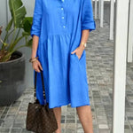 New Women's Cotton linen casual dress