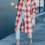 Plaid Flannel Long Shacket Jacket Coat