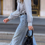 French Retro Plaid Big Bow Shirt