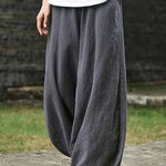 Vintage Plain Pocket Casual Lantern Pants