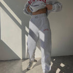 Two Piece Outfits Casual Lounge Sets Round Neck Sweatshirt Pullover with Hip Hop Pants