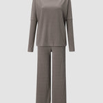 Two Piece Sweatsuit Lone Sleeve Knit Sweater Wide Leg Pants Outfits Loungewear Set
