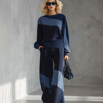 Casual Sportswear Patchwork Sweatshirt And Sweatpants Set