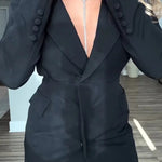 Queen Temperament Button Up Long Sleeve Backless Lapel Blazer
