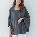 Vintage Loose Round-Neck Batwing Sleeves Shirts