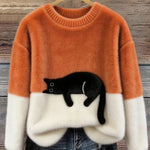 Aileen | Cat Print Oversized Sweater