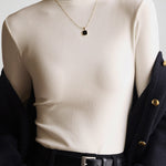 Velvet Half Turtleneck Long Sleeve Thread Slim-fit Base T-shirt