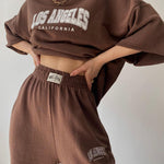 Two Piece Outfits Casual Lounge Sets Round Neck T-shirt Pullover with Pocket Joggers