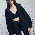 Fleece Fuzzy Faux Zipper Coats Casual Lapel Outwear