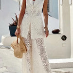 Santorini Dream Unique Lace Button Up Lapel Suit Vest