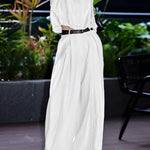 High Waisted Loose Pleated Solid Color Split-Joint Suit Pants