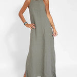 Nadorine Women's Casual Loose Sleeveless Spaghetti Side Split Maxi Dress