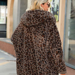 Hooded Loose Leopard Plush Cardigan Jacket