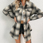 Plaid Drop Shoulder Belted Shirt Coat