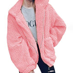 Fleece Fuzzy Faux Zipper Coats Casual Lapel Outwear