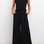 Miller Strapless Ruffles Smocked Pocketed Wide Leg Jumpsuit