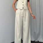 Solid Color Casual Vest Two-piece Set