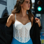 Lace Stitching Herringbone Camisole Top