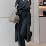 Knitted Three Piece Set Cardigan Sweater Vest and Wide Leg Pants