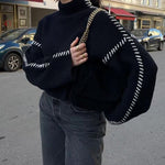 Loose Casual Chic Contrast Patchwork Sweater