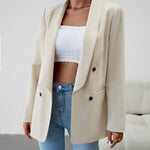 Nadorine Casual Blazers Double Breasted Long Sleeve Work Office Blazer Jacket