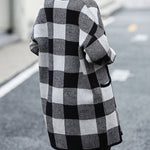 Plaid Dropped Shoulder Cardigan with Pocket