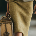 Exquisite Vintage Light Gold Tweed Jacket And Skirt Set