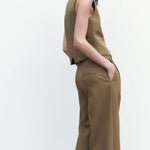 Nadorine Chic Solid Color Two-piece Suits Slim Fit Sleeveless Vest Casual Wide Leg Pants Set