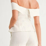 White Cotton and Linen Two-piece Suit