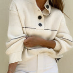 Loose Striped Turtleneck Sweater