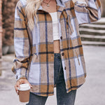 Nadorine Casual Mid-length Plaid Shirt Hooded Jacket