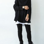 Urban Black&Gray High-Neck Long Sleeve Oversize T-Shirt