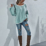 Oversized Soft Knit Long Batwing Sleeve Pullover Sweater Tunic Outfit Tops