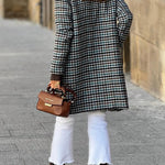 Plaid loose one-button autumn and winter lapel coat