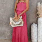Solid Color Tube Top Stitching Backless Long Dress Strapless Backless Robe Dress