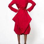 Stylish Loose Stand-Collar Long Sleeves Midi Dress