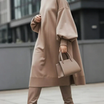 Long Sleeves Loose Solid Color High Neck Midi Dresses Sweater Dresses