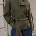 SHORT KNIT COAT WITH BELT
