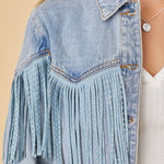 Fringe Denim Jacket Cropped Tassel Jean Jacket