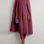 Cap Sleeve Solid Color Round-Neck Cape Pants Pants Set Two Pieces Set