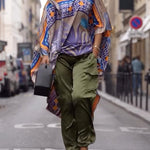Batwing Sleeves Half Sleeves Contrast Color Printed One-shoulder Blouses&shirts Tops