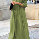 Solid Color Lapel Long Sleeve Simple Casual Long Shirt Dress